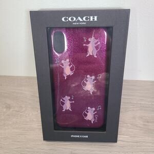 Coach iPhone X‎ & XS Glittery Purple Case Dancing Mice Music NWT